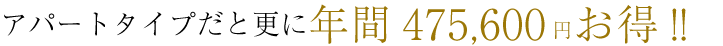 アパートタイプだと更に年間523,600円お得！！